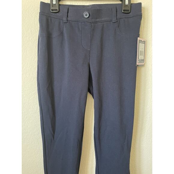 Lot Of 2 Chaps Navy Blue Uniform Elastic Waist Ponte Knit Jeggings Pants Size 12 - Picture 12 of 15